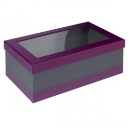 Coffret rectangle violet/gris avec fenêtre PVC